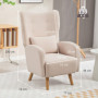 Fåtölj beige sherpa-fleece med kudde & wingback-design 77×72×106 cm...