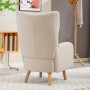 Fåtölj beige sherpa-fleece med kudde & wingback-design 77×72×106 cm...