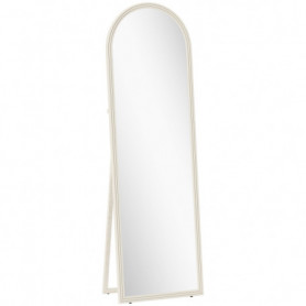 Helkroppsspegel 160 cm – vit ram med konststensdesign & ståfunktion
