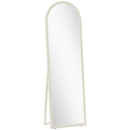 Helkroppsspegel 160 cm – vit ram med konststensdesign & ståfunktion