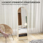 Helkroppsspegel 160 cm – vit ram med konststensdesign & ståfunktion