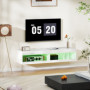 TV-bänk väggmonterad 140 cm – högblank Vit med LED-belysning & kabe...