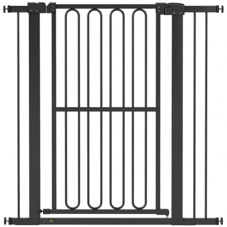 Hundgrind metall svart 76–104×104 cm utan borrning med dubbelt låss...