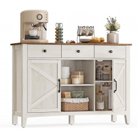 Rustik Skänk med Lådor, 2 Skåp - Vintage Vit Brun 114,5 x 40 x 80 cm