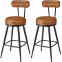 2-pack Barstol Rund med Ryggstöd, Roterande sits 65 cm (H) Brun Läd...