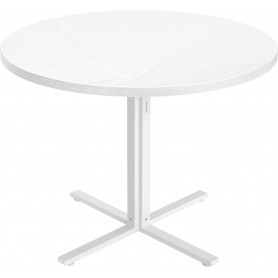 Matbord i Modern Lantlig Stil med Rund Skiva och Stålben Ø 80 cm Vit