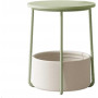 Rund Sidobord med Tygkorg 50 cm - Grön / Krämvit
