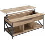 Soffbord med Lyftbar Bordsskiva och 3 Förvaringsfack Naturlig Brun 120 x 60 x (48-62) cm