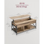 Soffbord med Lyftbar Bordsskiva och 3 Förvaringsfack Naturlig Brun 120 x 60 x (48-62) cm
