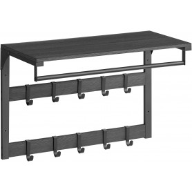 Hatthylla med Dubbel klädhängare och klädstång, Industriell Svart 6...