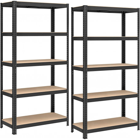 2-pack Förvaringshyllor 875 kg, 90 x 40 x 180 cm Flexibel Layout - Svart