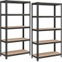 2-pack Förvaringshyllor 875 kg, 90 x 40 x 180 cm Flexibel Layout - Svart
