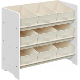 Barnförvaring Ställ med 9 tygbackar i Krämvit 62,5 x 29,5 x 60 cm