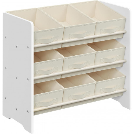 Barnförvaring Ställ med 9 tygbackar i Krämvit 62,5 x 29,5 x 60 cm