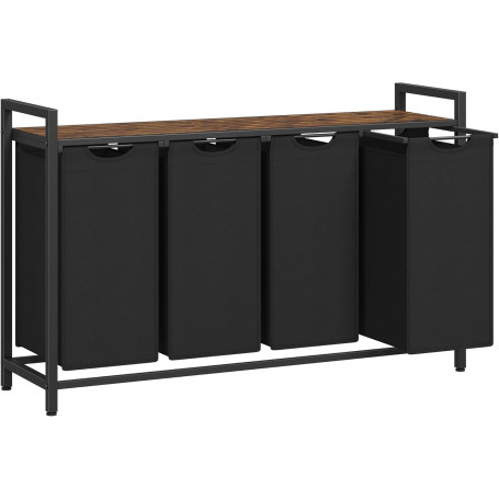Stor Tvättkorg Ställ med 5 avtagbara tvättpåsar, brun hyllplan 116 x 33 x 72 cm