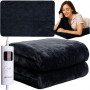 Elektrisk värmefilt dubbel svart 180×130 cm polyester med fjärrkont...