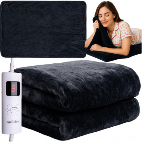 Elektrisk värmefilt dubbel svart 180×130 cm polyester med fjärrkont...