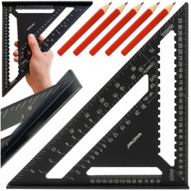 Snickarvinkel 12” 30 x 30 x 45 cm – Aluminium, 90° & 45° Vinklar, m...