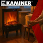 Elektrisk kamin svart 2000W med 3D-eldeffekt, LED-panel, fjärrkontr...