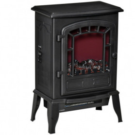 Elektrisk Kamin Svart 39 x 24 x 56,5 cm Med Flammeffekt Och Två Vär...