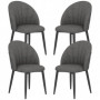 Matstolar 4-Pack Med Mörkgrå Samtklädsel Och Svart Stålben, 52 x 54...