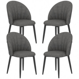 Matstolar 4-Pack Med Mörkgrå Samtklädsel Och Svart Stålben, 52 x 54...