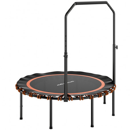 Fitness Trampolin med Justerbart Handtag och Ihopfällbar Design Ora...