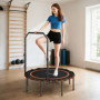Fitness Trampolin med Justerbart Handtag och Ihopfällbar Design Ora...