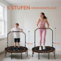 Fitness Trampolin med Justerbart Handtag och Ihopfällbar Design Ora...