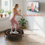 Fitness Trampolin med Justerbart Handtag och Ihopfällbar Design Ora...