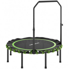 Fitness Trampolin med Justerbart Handtag och Ihopfällbar Design Grö...