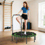 Fitness Trampolin med Justerbart Handtag och Ihopfällbar Design Grö...
