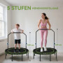 Fitness Trampolin med Justerbart Handtag och Ihopfällbar Design Grö...