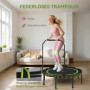 Fitness Trampolin med Justerbart Handtag och Ihopfällbar Design Grö...