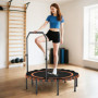 Fitness Trampolin med Justerbart Handtag och Ihopfällbar Design Ora...