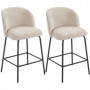Set Med 2 Barstolar i Vadderad Beige Chenille Med Ryggstöd - Sits H...