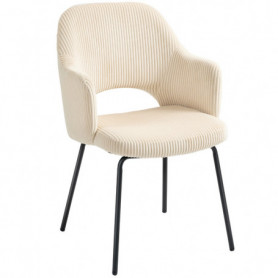 Matstol i Beige Cord med Wannen-Design 57 x 62,5 x 85,5 cm