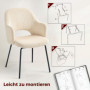 Matstol i Beige Cord med Wannen-Design 57 x 62,5 x 85,5 cm