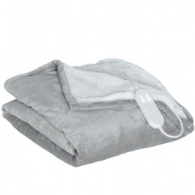 Elektrisk Värmefilt i Grå Flanell med 10 värmelägen (24–42 °C), tim...