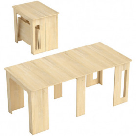 Fällbart matbord naturlig 180×85×75 cm för 6 personer med hjul & fö...