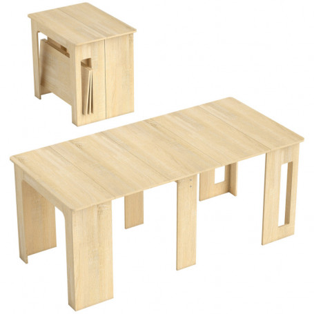 Fällbart matbord naturlig 180×85×75 cm för 6 personer med hjul & fö...