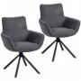 Set Med 2 Vridbara Matstolar i Mörkgrå Sammet 64 x 67 x 87 cm