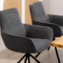 Set Med 2 Vridbara Matstolar i Mörkgrå Sammet 64 x 67 x 87 cm