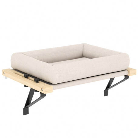 Justerbar Katthängmatta för Fönsterbräda i Trä och Chenille 50 x 36...