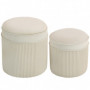 Rund Pall Med Förvaring 2 Delar Sammet Krämvit 36 x 36 x 41,5 cm