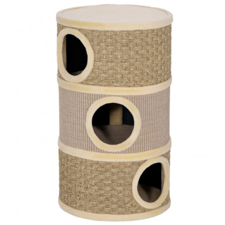 Klösträd För Katt Med 3 Grottor Och Sisalmatta Kaki Kaffe 45 x 45 x...