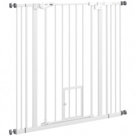 Säkerhetsgrind För Husdjur Med Kattlucka Och Dubbellås I Vitt 68 x ...