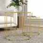 Soffbord Set 2 st Rund Guld Metall med Glas Bordsskiva 50 cm och 40 cm