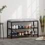 Skobänk Svart/Mörkgrå 81 x 31 x 50 cm Med Förvaring och Stoppad Sit...