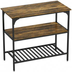 Köksö Rustikbrun/Svart 100 x 50 x 90 cm 3 Nivåer Med Metallram